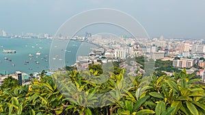 Pattaya beach and city bird eye view from the view point