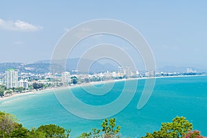 Pattaya beach , sea and city bird eye view, Chonburi in Thailand