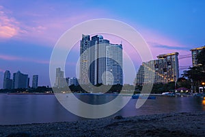 Pattaya City beach and Sea in Twilight