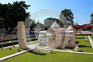 Cathedral group of Pisa and Tower of Pisa in Mini Siam park