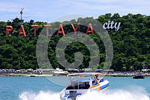 Pattaya city sea beach boat