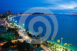 Pattaya City and Sea in Twilight, Thailand