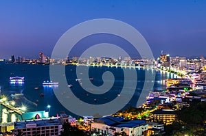 Pattaya City and Sea in Twilight, Thailand