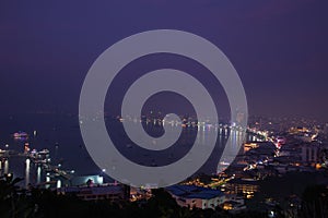 Pattaya City and Sea in Twilight time