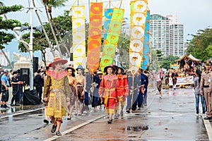 Pattaya Elephant Village parade marching in International Fleet