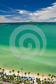 Pattaya and Lan Island bird eye view