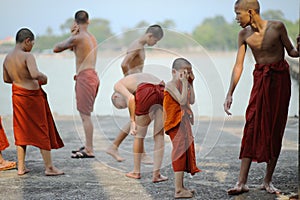 PATTAYA THAILAND - APRIL16,2018 : unidentified group of buddhist