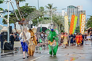 Pattaya Elephant Village parade marching in International Fleet