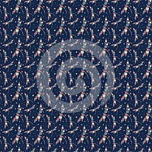 Vector Seamless Pattern with Dragonfly