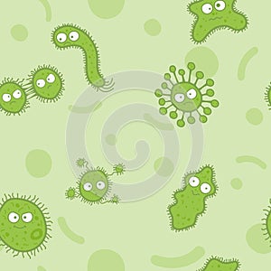 Vector virus bacteria seamless pattern.