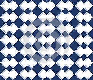 Seamless geometric pattern, blue diamond checkerboard repeat pattern photo