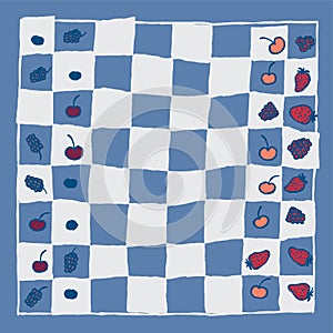 Hand drawn playful chessboard pattern