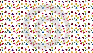 Multicolored triangular shapes are arranged in a seamless pattern on a white background.