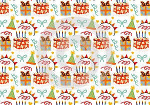 Cute cartoon seamless Birthday pattern.
