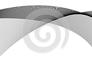 Pattern of abstract wave lines in black color flowing on a white background for technology, music, science, digital