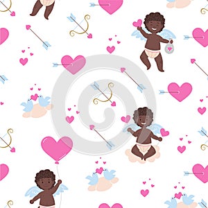 Pattern with african cupid boys,