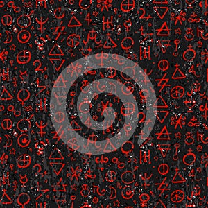 Pattern with alchemy symbols