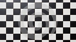 A pattern of alternating black and white square tiles, displaying a simple and classic checkered design photo