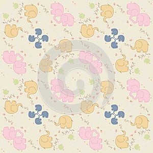 Pattern with animals and elements, retro