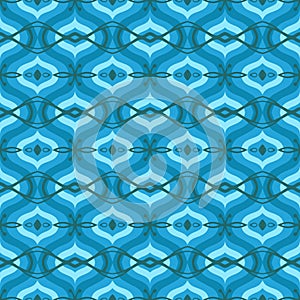 Pattern with Arabic motifs in shades of blue