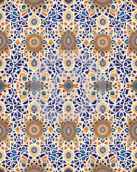 Pattern of artistic Mandalas intricate arabesque latticework shapes for tapestry pattern. Generative AI photo