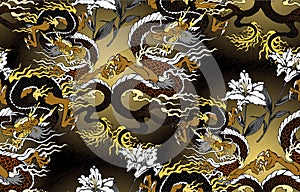 Pattern of asian dragon. Vector illustration.