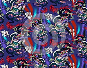 Pattern of asian dragon. Vector illustration.