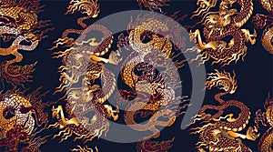 Pattern of asian dragon. Vector illustration.