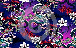 Pattern of asian dragon. Vector illustration.