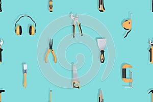 Various construction tools on an isolated background.