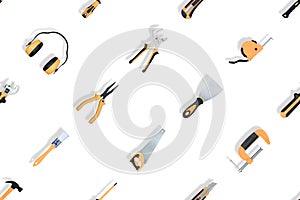 Various construction tools on an isolated background.
