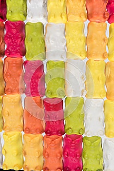 Pattern background close up candy bears colorful