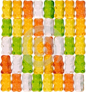 Pattern background close up candy bears colorful