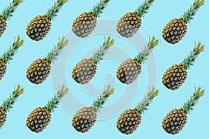 Isolate exotic pineapple on blue background
