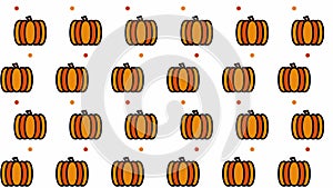 Pattern background with pumpkins. Pumpkins vegetable animation. Cute pattern animation with pumpkins. Healthy food background. 4K