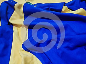 pattern and background of yellow and blue fabric