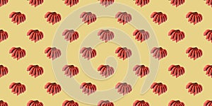 Pattern of bananas. fresh red banana isolated on yellow background