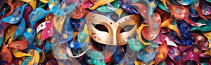 Carnival Face Masks Confetti Pattern Header