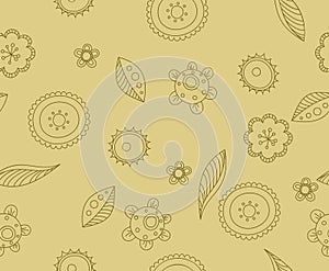 Pattern beige flowers