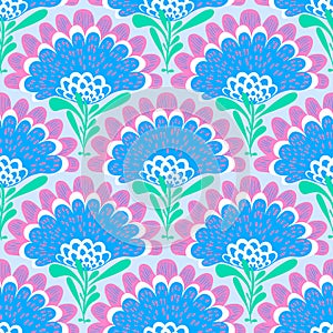 pattern with big blue flowers