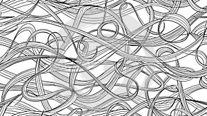Pattern of black flowing intersecting lines on a white background