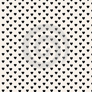 Pattern black hearts Vector illustration. Simbol love and Valentine`s Day bacground. black heart on beige background