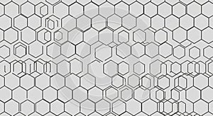 Some hexagons are distorted creating a dynamic visual effect