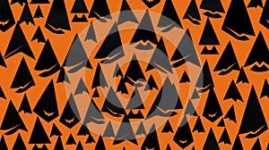 a pattern of black and orange triangles on an orange background