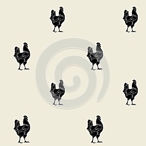 pattern with black and white rooster