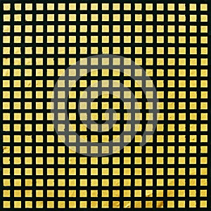 Pattern of black-yellow grate on a wall surface.