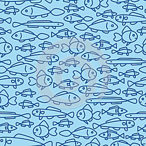 pattern on a blue background with fish