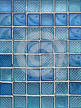 Pattern of Blue Decorative Glass Blocks