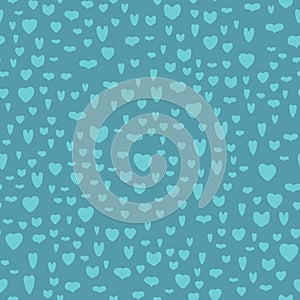 Pattern of blue hearts on darkblue background