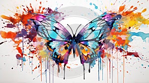 Pattern blue insect illustration art nature butterfly background abstract white watercolor design colorful background